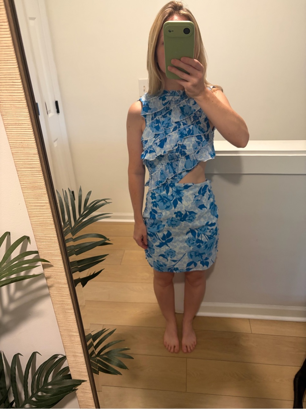 Sabo Skirt Floral Ruffle Cutout Dress - Blue